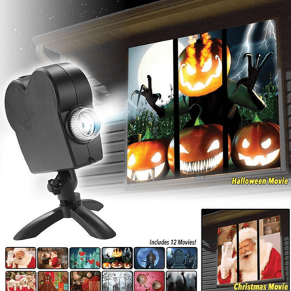 Halloween & Christmas Window Projector (12 Movies Included)